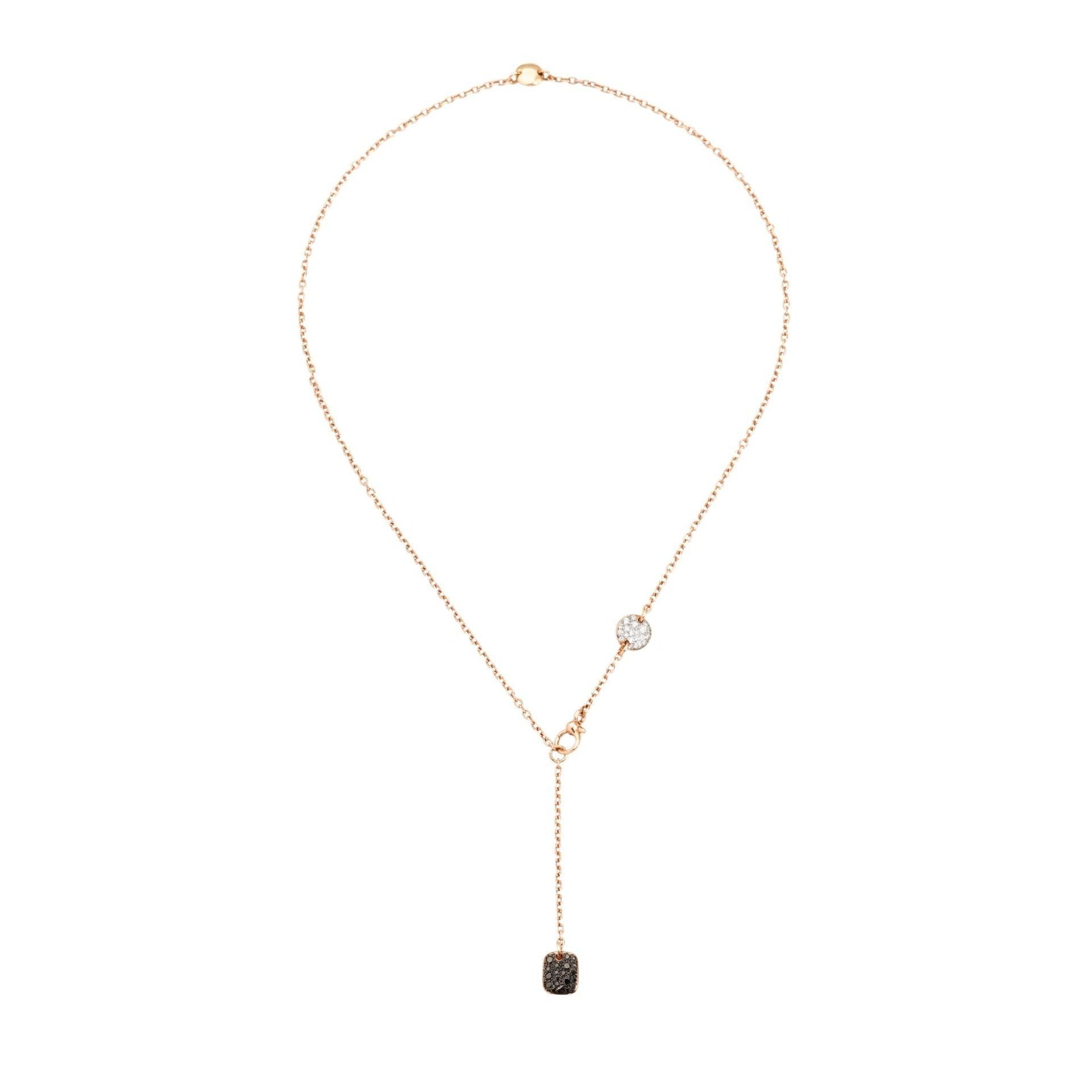 Pomellato Sabbia Lariat in 18k Rose Gold with White, Brown and Black Diamonds - Orsini Jewellers NZ