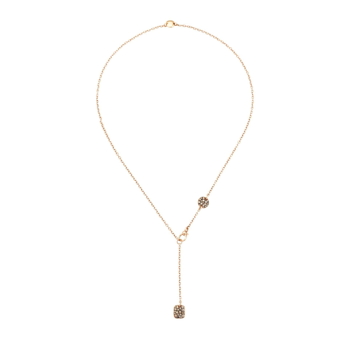 Pomellato Sabbia Lariat in 18k Rose Gold with White, Brown and Black Diamonds - Orsini Jewellers NZ