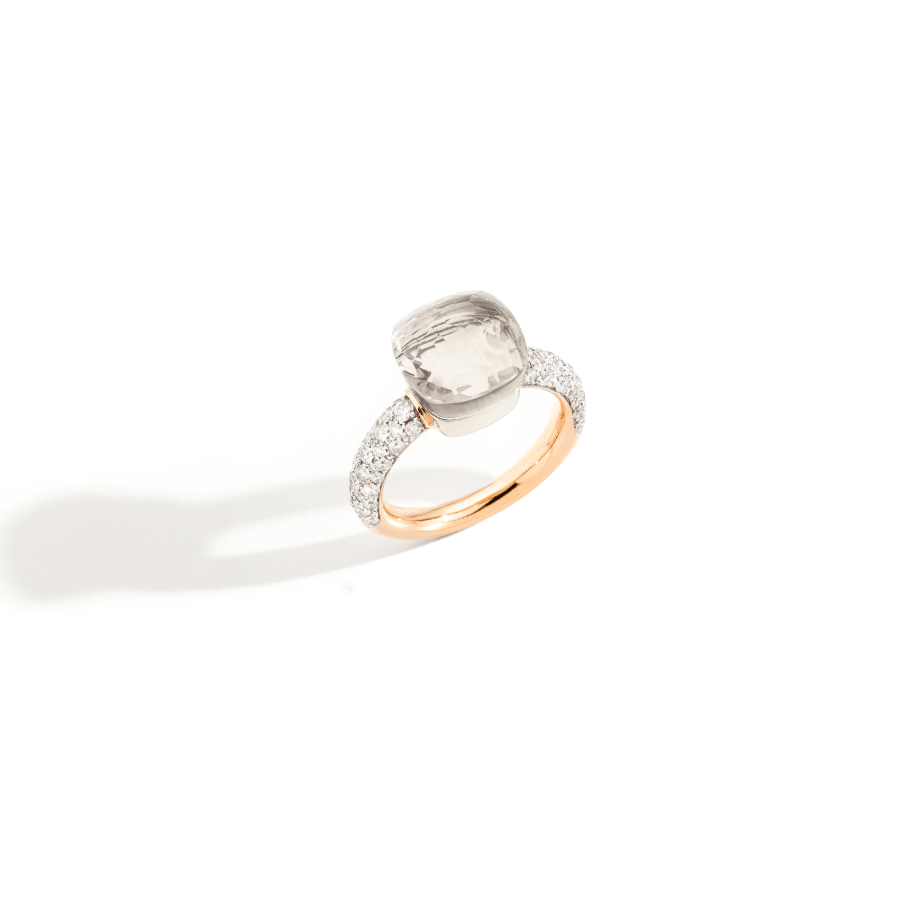 Nudo Classic Ring in 18k Rose and White Gold with White Topaz and Diamonds - Orsini Jewellers NZ