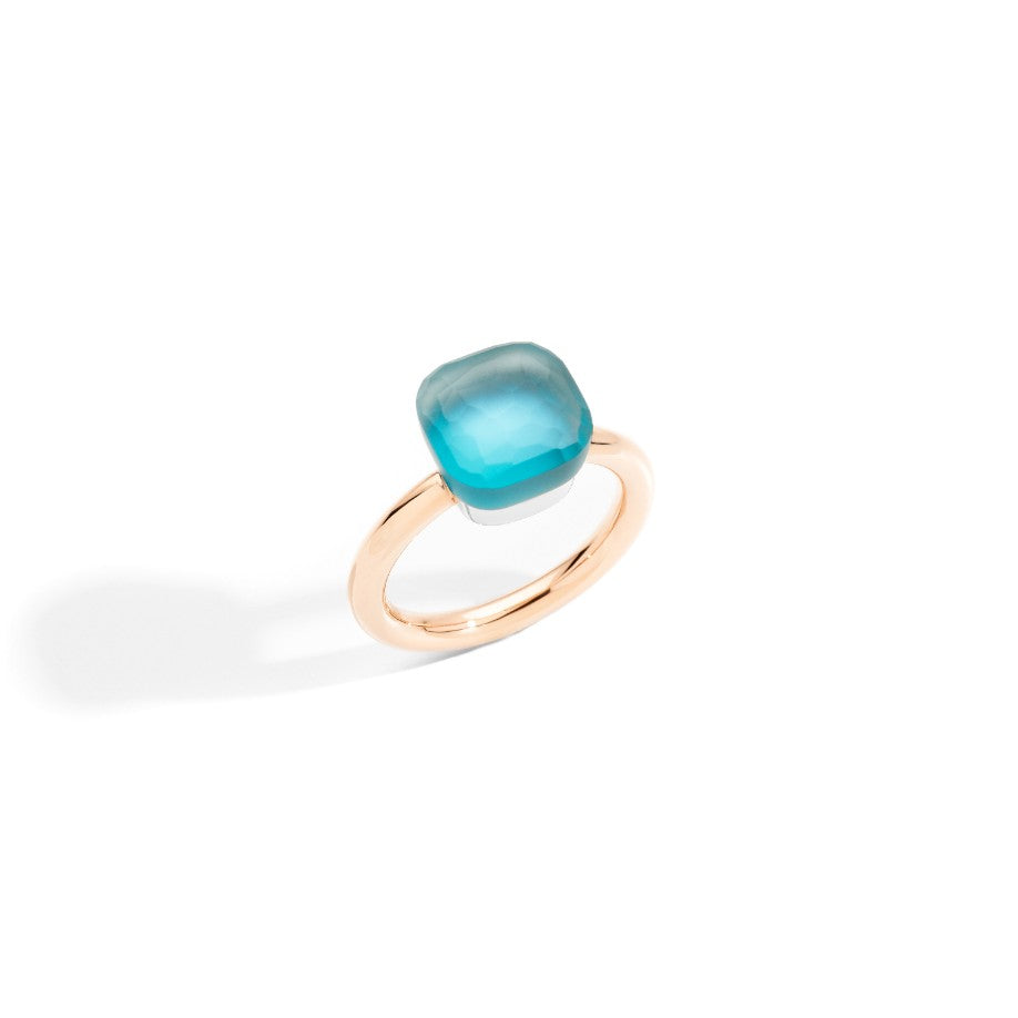 Nudo Gelè Ring in 18k Rose and White Gold with Sky Blue Topaz, Mother of Pearl and Turquoise - Orsini Jewellers NZ