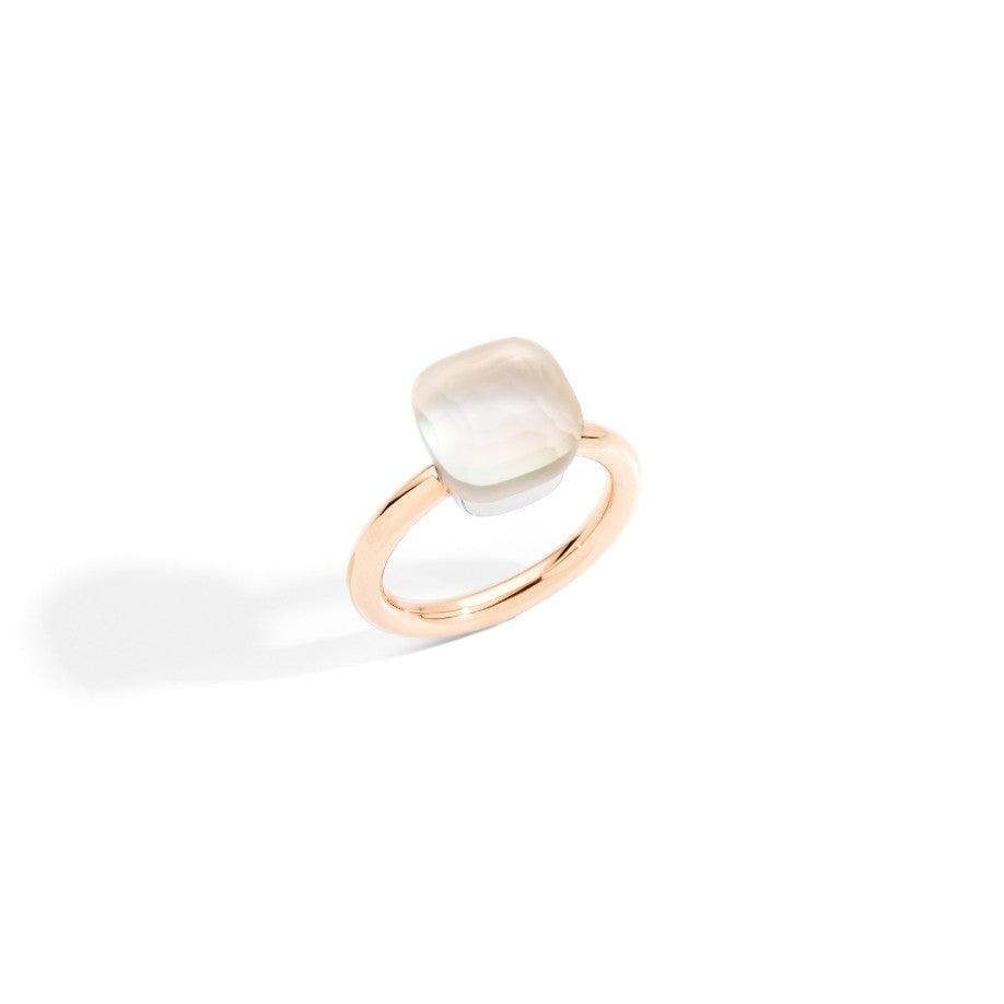 Nudo Gelè Ring in 18k Rose and White Gold with White Quartz and Mother of Pearl - Orsini Jewellers NZ