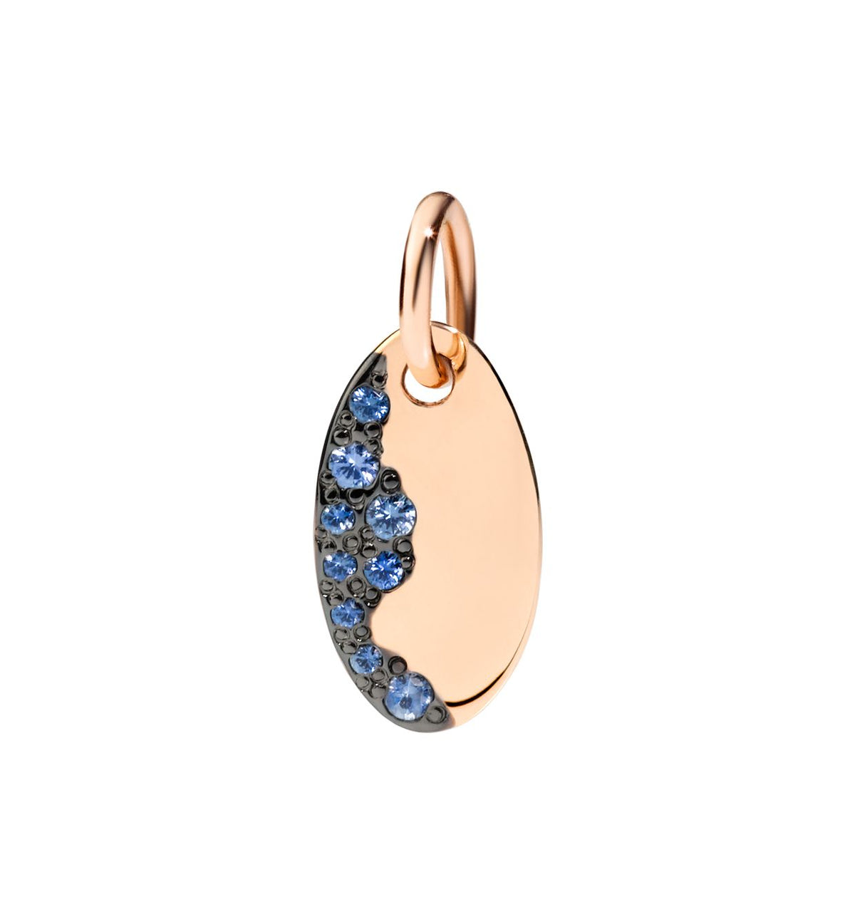 DoDo Precious Tag Charm Hope in 9k Rose Gold with Blue Sapphires - Orsini Jewellers NZ