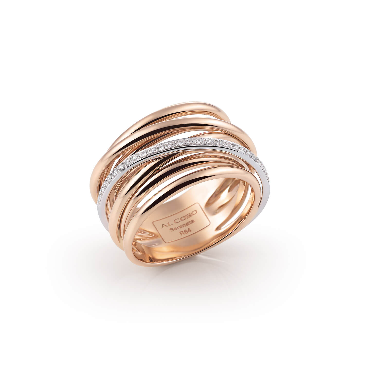 Al Coro Serenta R64 Ring in 18k Rose Gold with Diamonds - Orsini Jewellers NZ