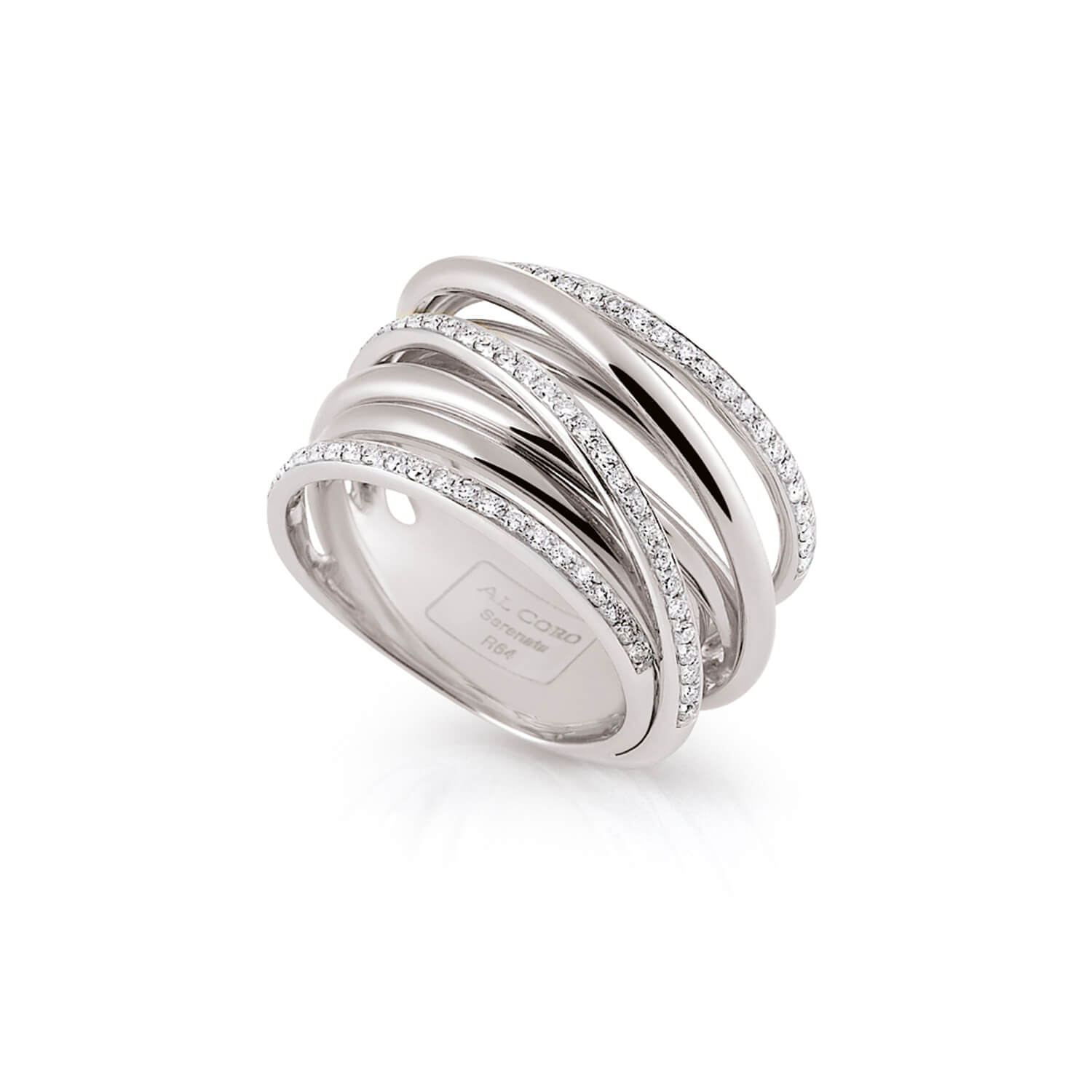 Al Coro Serenata R64 Ring in 18k White Gold with Three Diamond Bands - Orsini Jewellers NZ