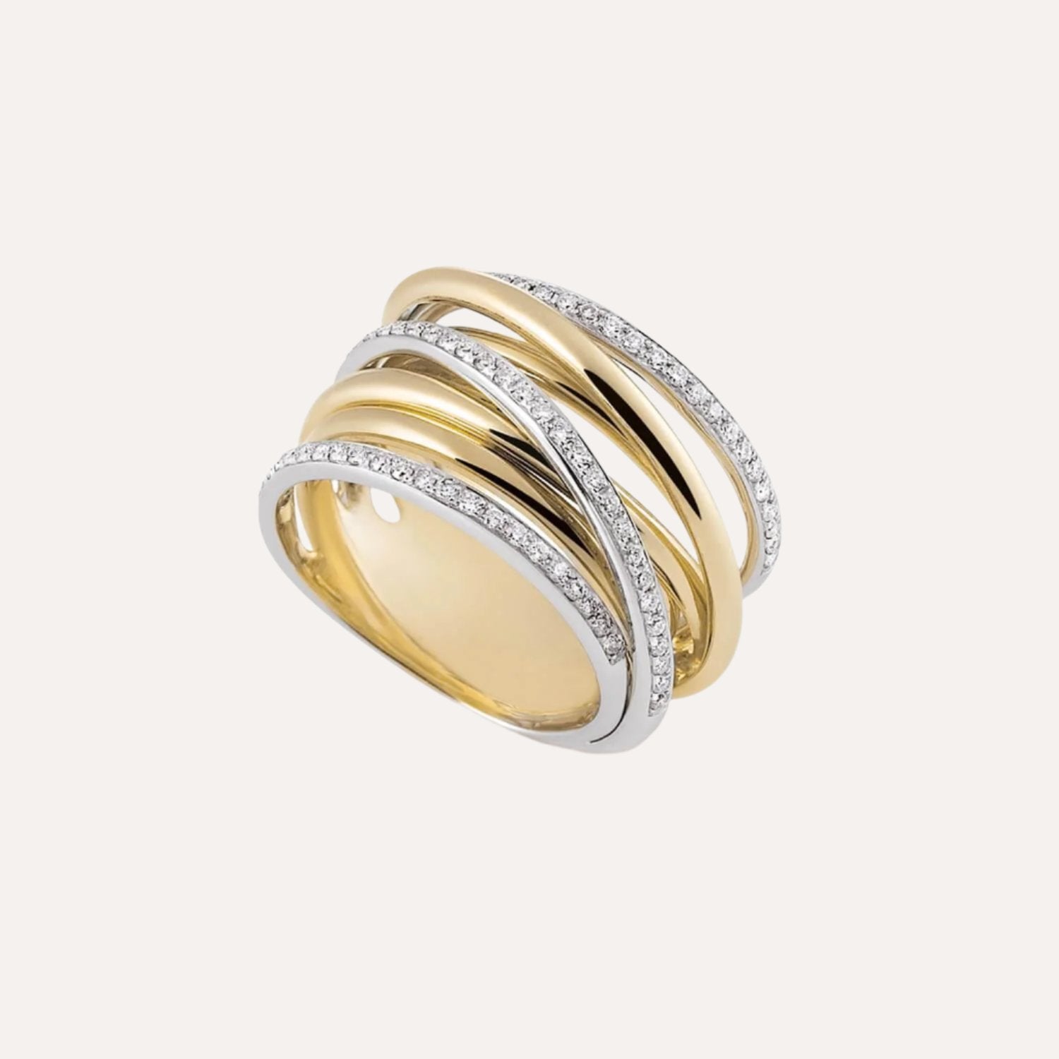 Al Coro Serenata R64 Ring in 18k Yellow Gold with Three Diamond Bands - Orsini Jewellers NZ