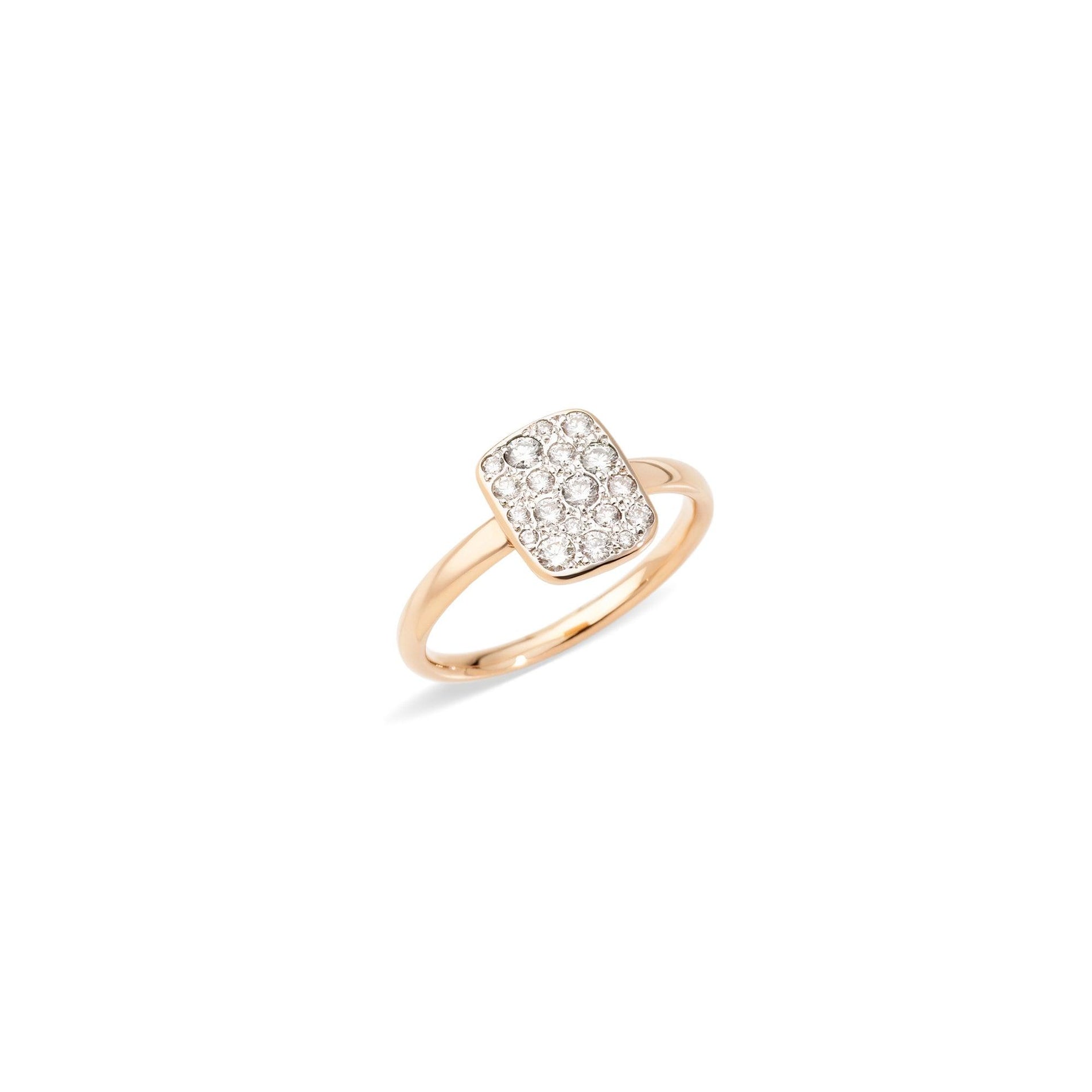 Sabbia Rectangular Ring in 18k Rose Gold with Diamonds - Orsini Jewellers NZ