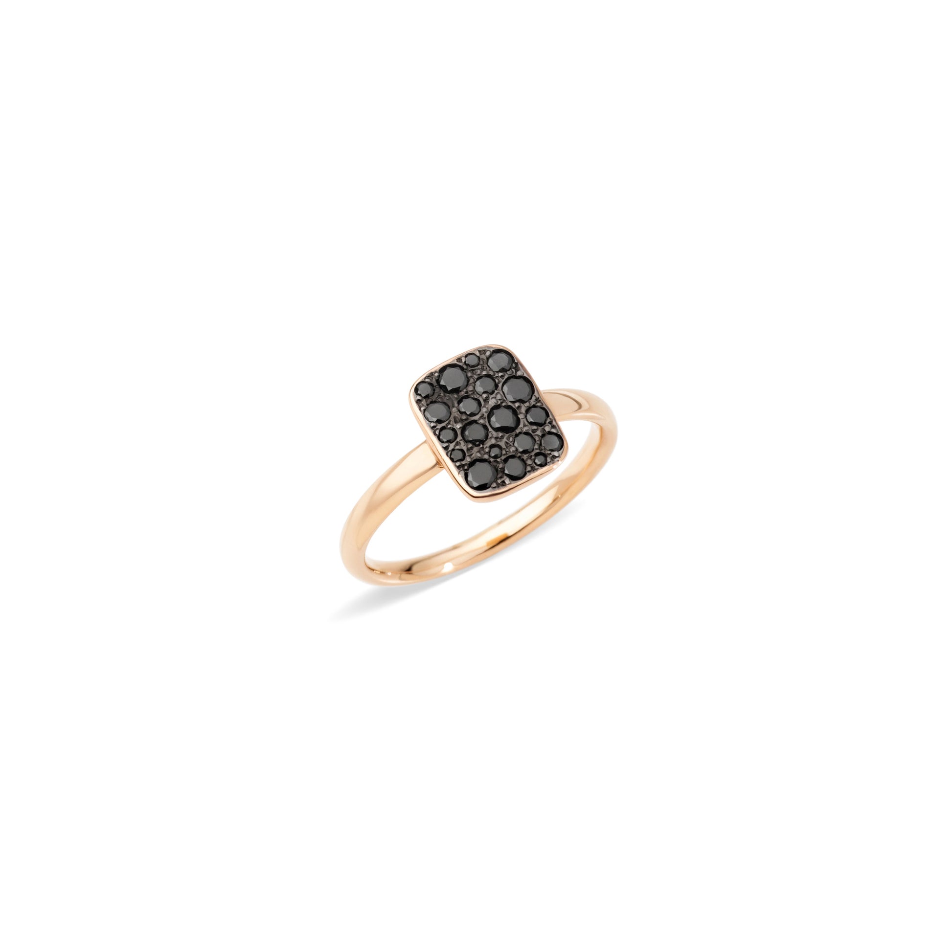 Sabbia Rectangular Ring in 18k Rose Gold with Black Diamonds - Orsini Jewellers NZ
