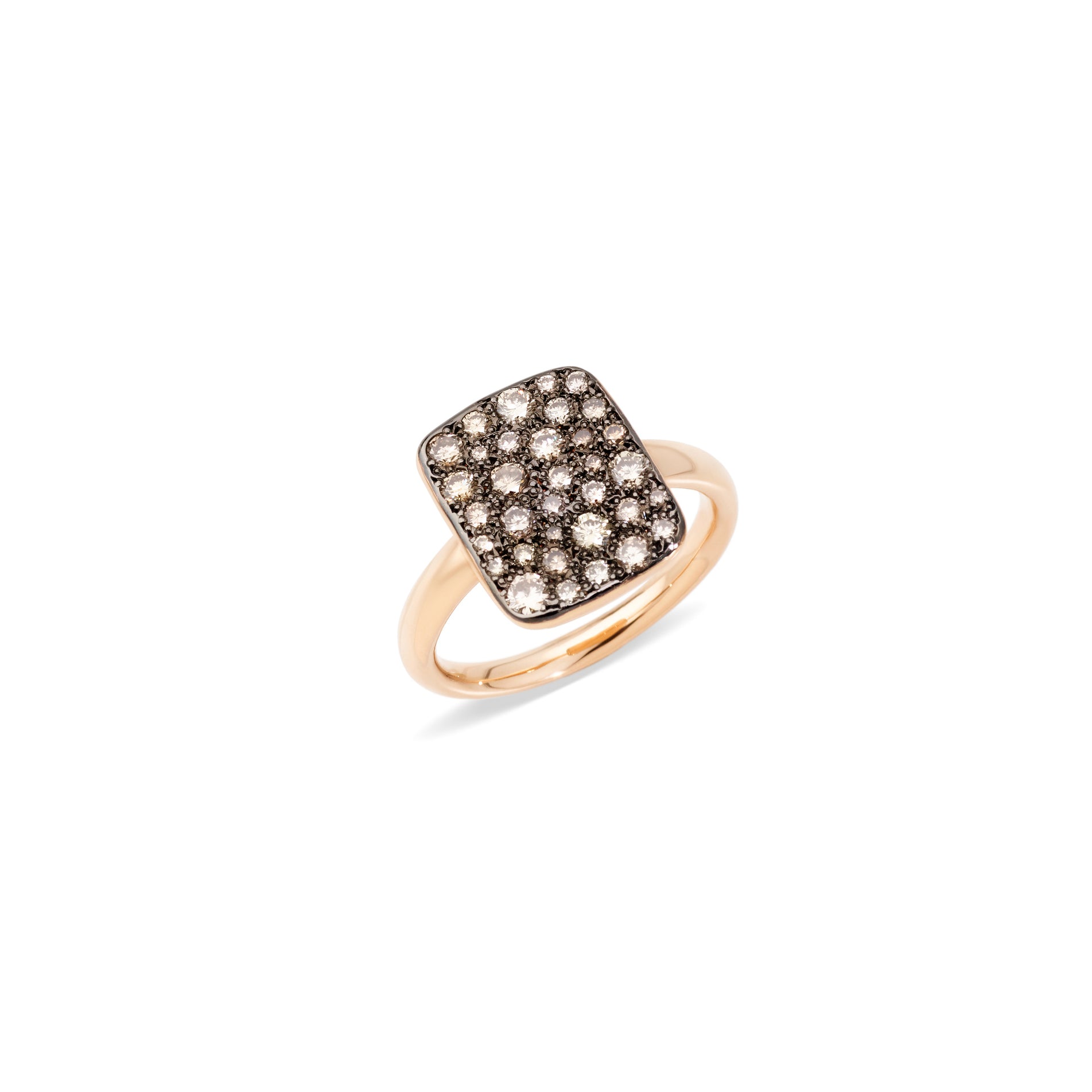 Sabbia Rectangular Ring in 18k Rose Gold with Brown Diamonds - large - Orsini Jewellers NZ