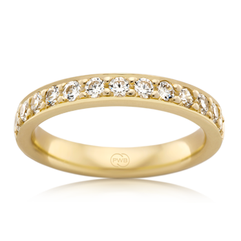 Women&#39;s Small Yellow Gold Bead Set Diamond Wedding Ring - Orsini Jewellers