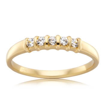 Womens Wedding Ring in Yellow Gold with Raised Tension Set Diamonds - Orsini Jewellers