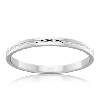 Thin Womens Wedding Ring in Platinum with pattern - Orsini Jewellers