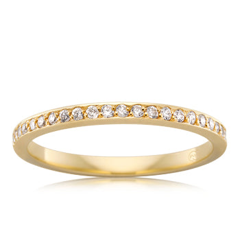 Women&#39;s Extra Small Yellow Gold Bead Set Diamond Wedding Ring - Orsini Jewellers