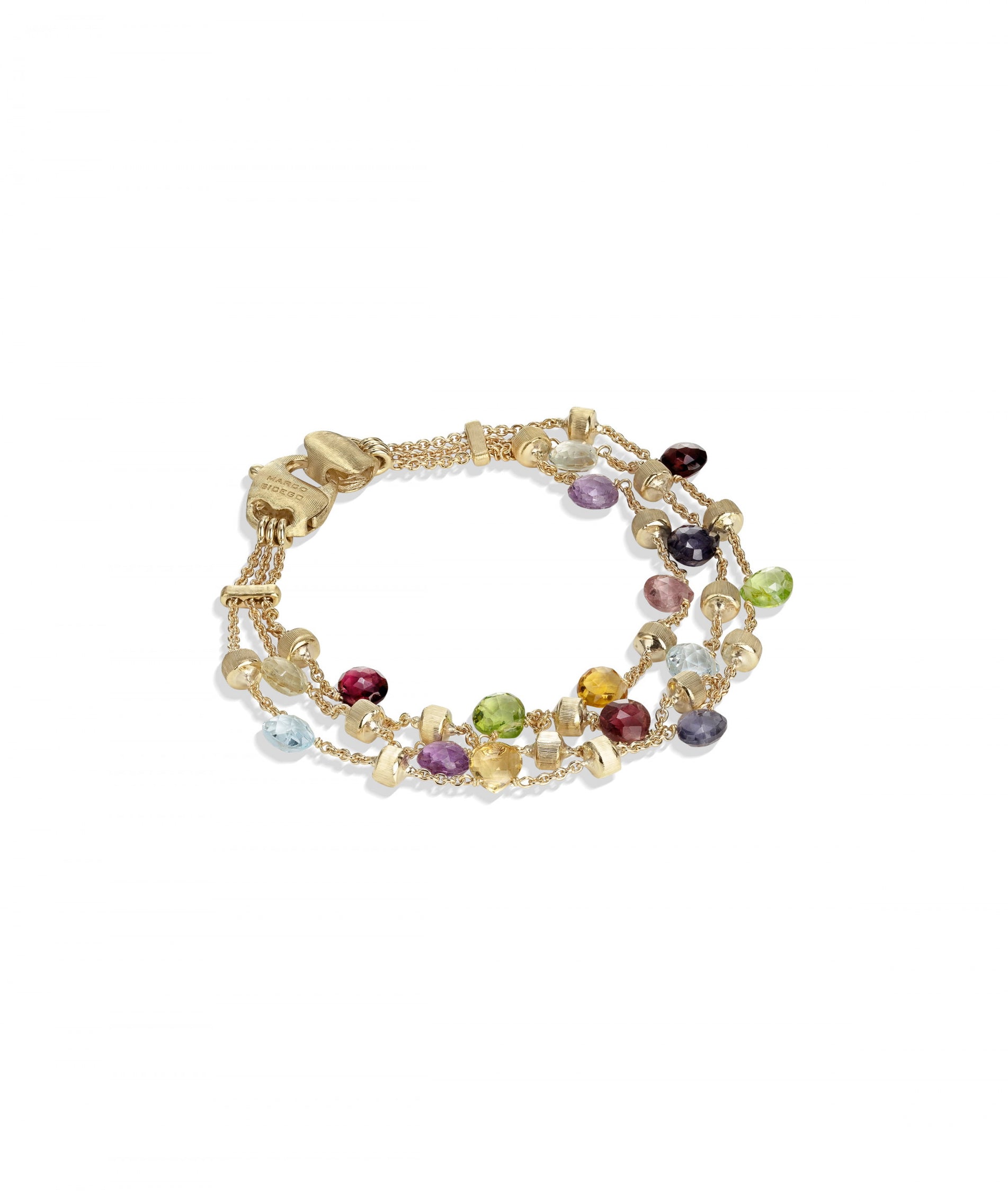 Paradise Bracelet in 18k Yellow Gold with Mixed Gemstones Three Strand - Orsini Jewellers NZ