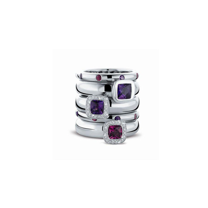 Tirisi White Gold Band Amethysts and Rhodolites - Orsini Jewellers