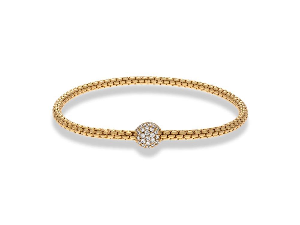 Hulchi Belluni Tresore Stretch Bracelet in 18k Gold with 41 Diamonds - Orsini Jewellers NZ