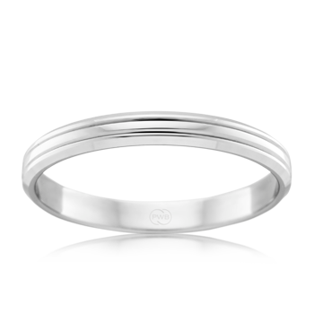 Womens White Gold Wedding Ring with Dual Grooves - Orsini Jewellers