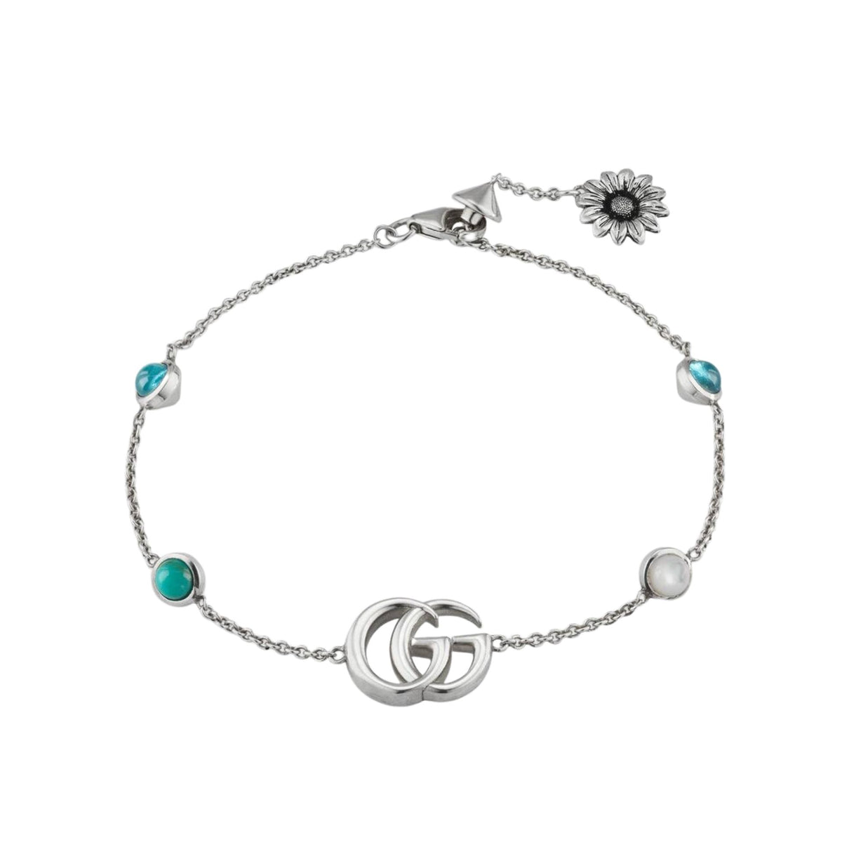 Gucci GG Marmont Bracelet Mother of Pearl, Blue Topaz and Turquoise Resin in Silver - Orsini Jewellers NZ