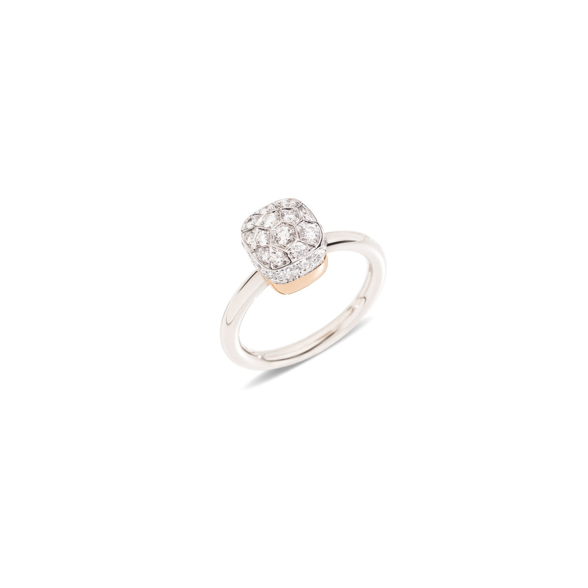 Nudo Petit Ring in 18k White Gold and Rose Gold with Diamonds - Orsini Jewellers NZ