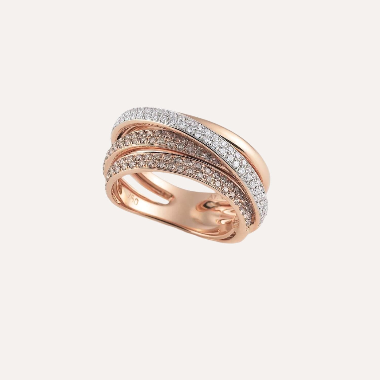 Al Coro Serenata Ring Brown and White Diamonds 18k Gold - Orsini Jewellers