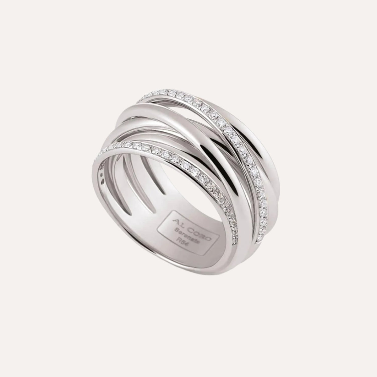 Al Coro Serenata Ring Two Diamond Bands 18k Gold - Orsini Jewellers