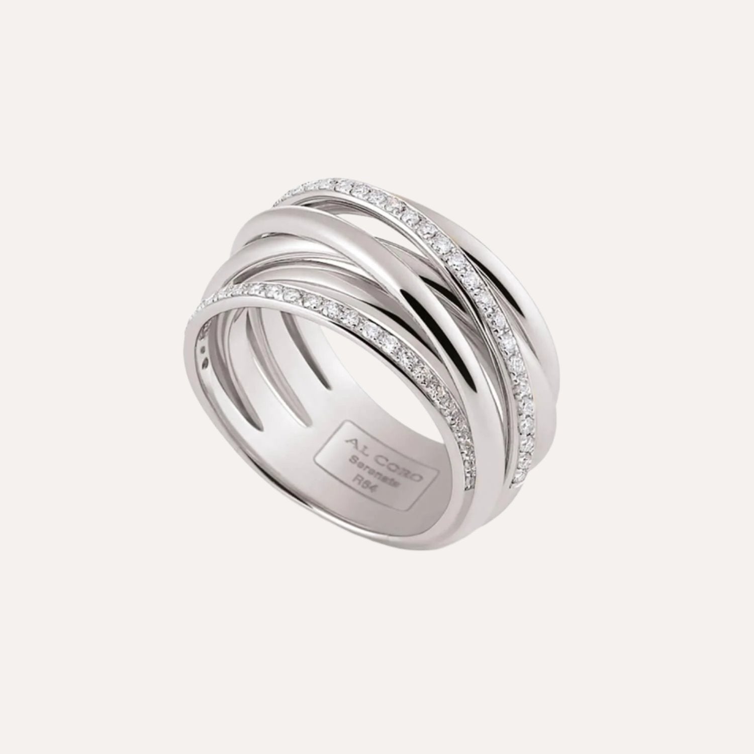 Al Coro Serenata Ring Two Diamond Bands 18k Gold - Orsini Jewellers