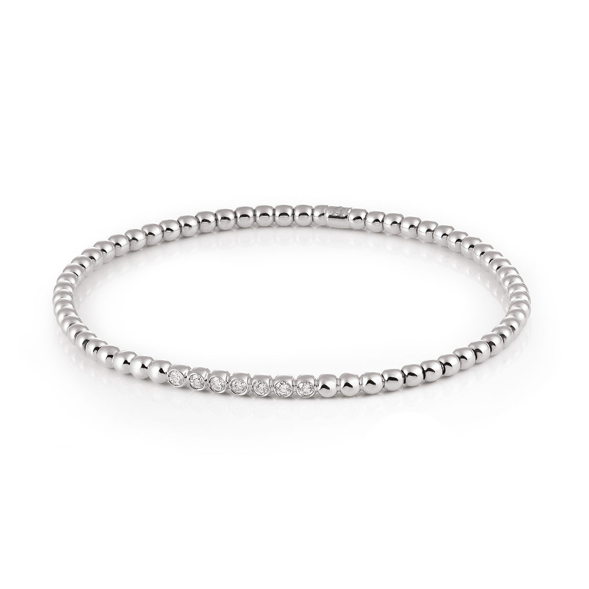 Al Coro Stretchy Bracelet in 18k White Gold with 7 Diamonds - Orsini Jewellers