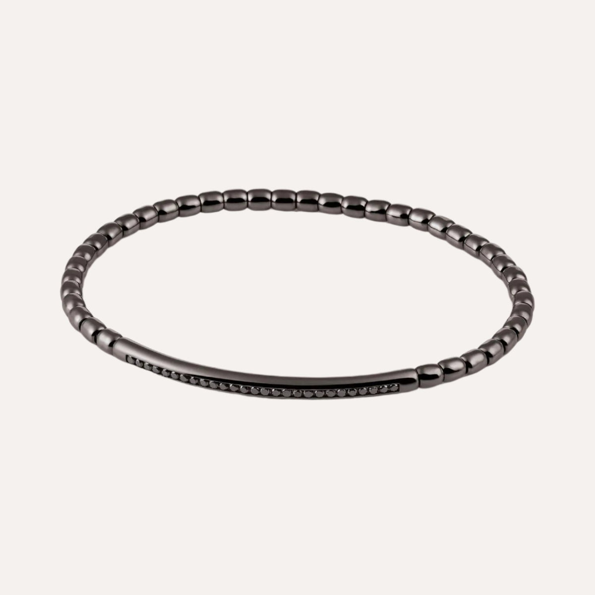 Al Coro Stretchy Men&#39;s Bracelet in Black Ruthenium with Black Diamonds - Orsini Jewellers