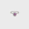 Lightbox video of pink sapphire ring with diamond halo 