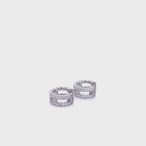 Small diamond hoop earrings rotating in lightbox 