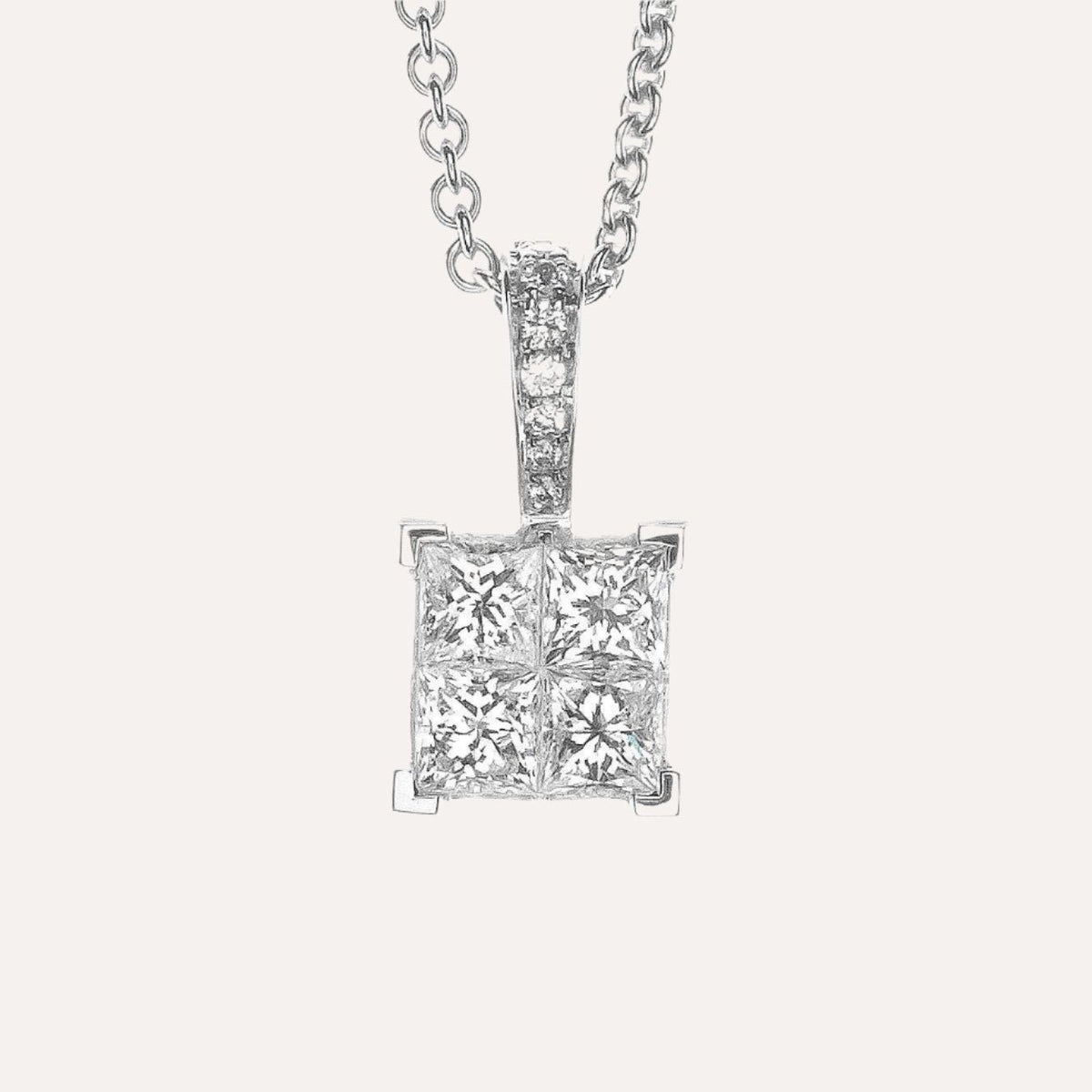 Hulchi Belluni Bellucci Quadrato Necklace in 18k White Gold with Diamonds - Orsini Jewellers
