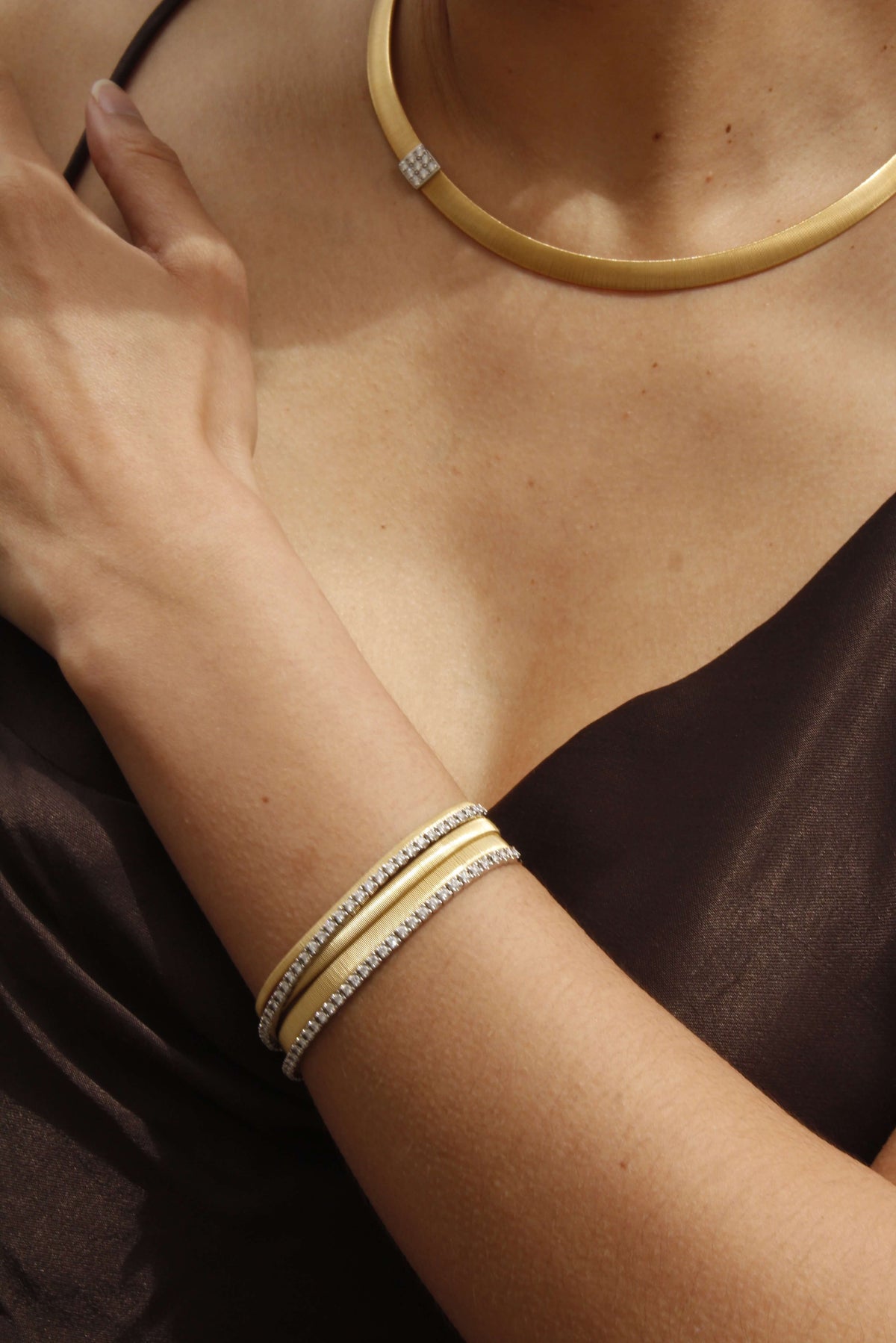 Masai Tennis Bracelet in 18k Yellow Gold with Diamonds Five Strand - Orsini Jewellers NZ
