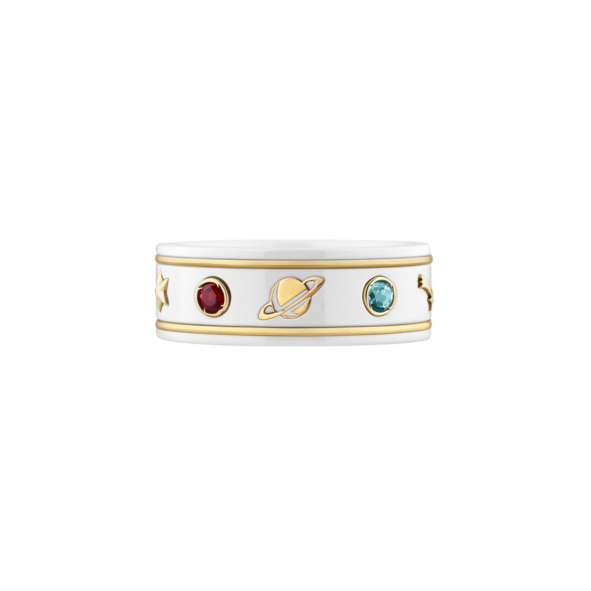 Icon Ring in 18k Yellow Gold and White Zirconia with Multicoloured Gemstones - Orsini Jewellers NZ