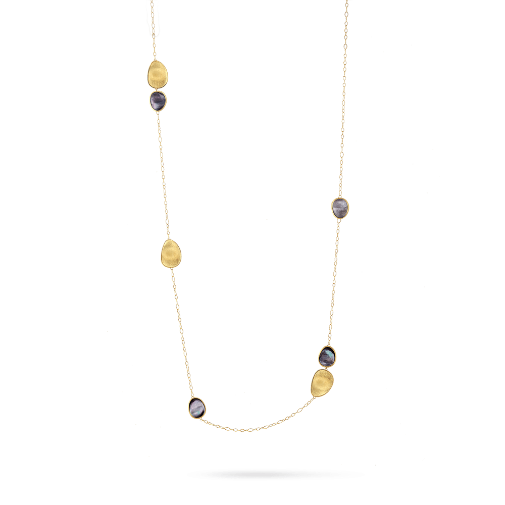 Lunaria Necklace in 18kt Yellow Gold with Grey Mother of Pearl - Orsini Jewellers NZ