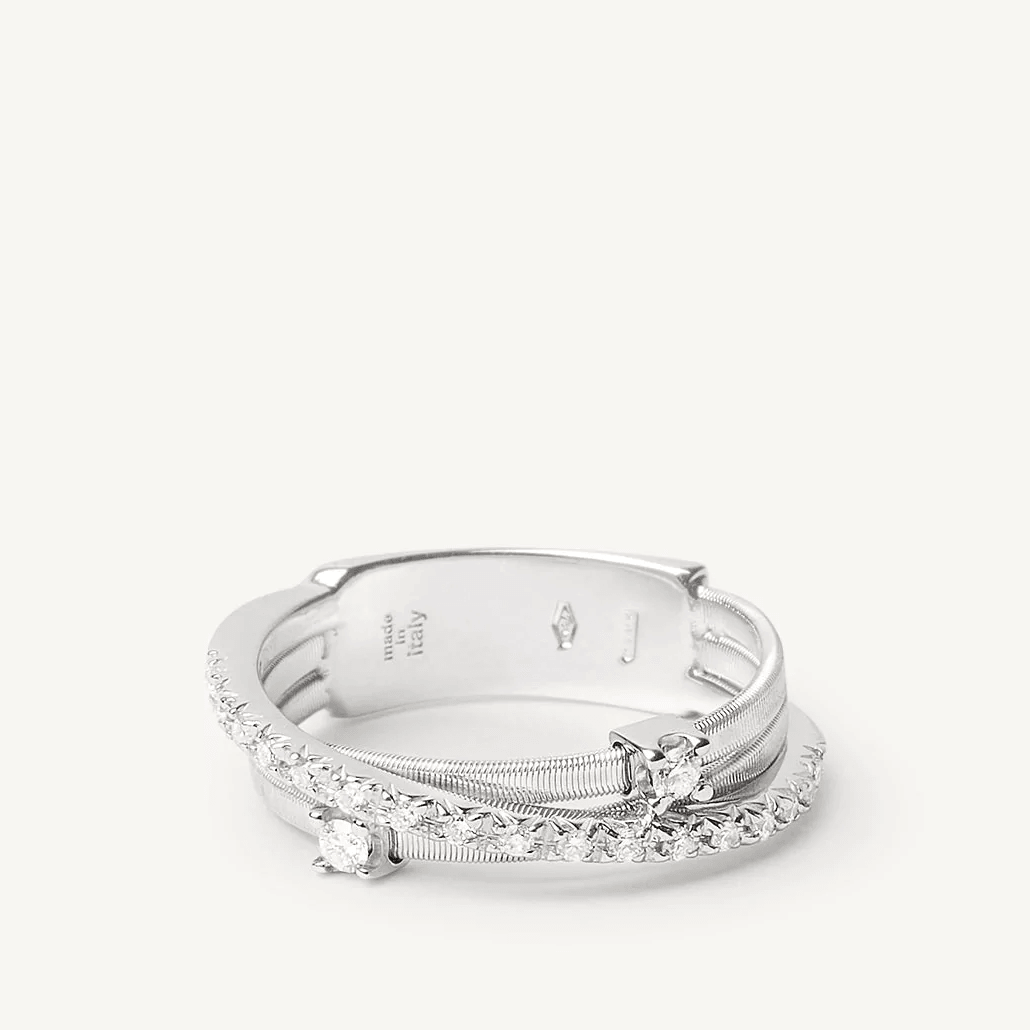 Marco Bicego Goa 18k White Gold Diamond Ring 3 Strand - Orsini Jewellers