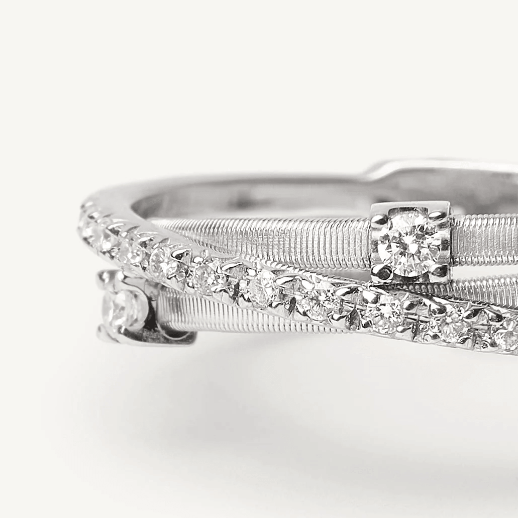 Marco Bicego Goa 18k White Gold Diamond Ring 3 Strand - Orsini Jewellers