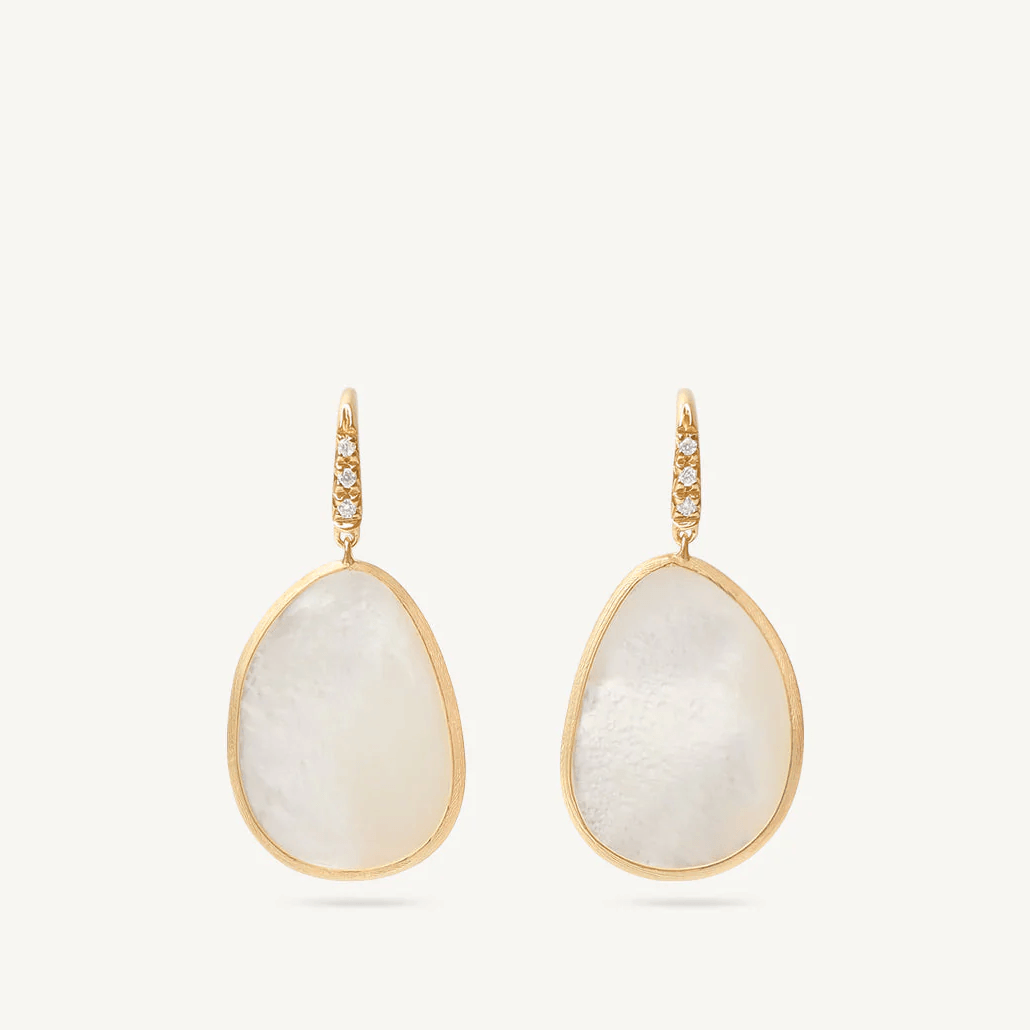 Marco Bicego Lunaria 18k Gold Diamond Mother of Pearl Earrings - Orsini Jewellers