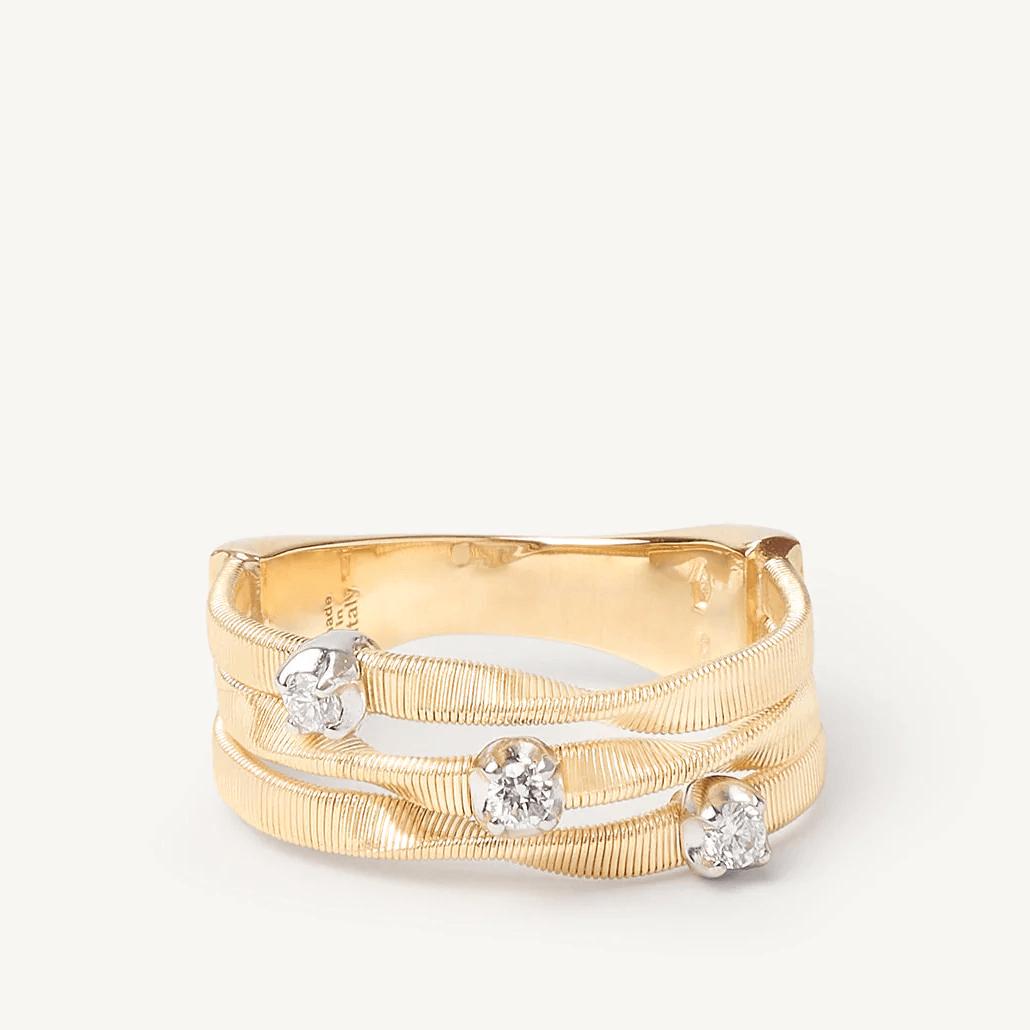 Marco Bicego Marrakech 18k Gold Diamond Ring 3 Strand - Orsini Jewellers
