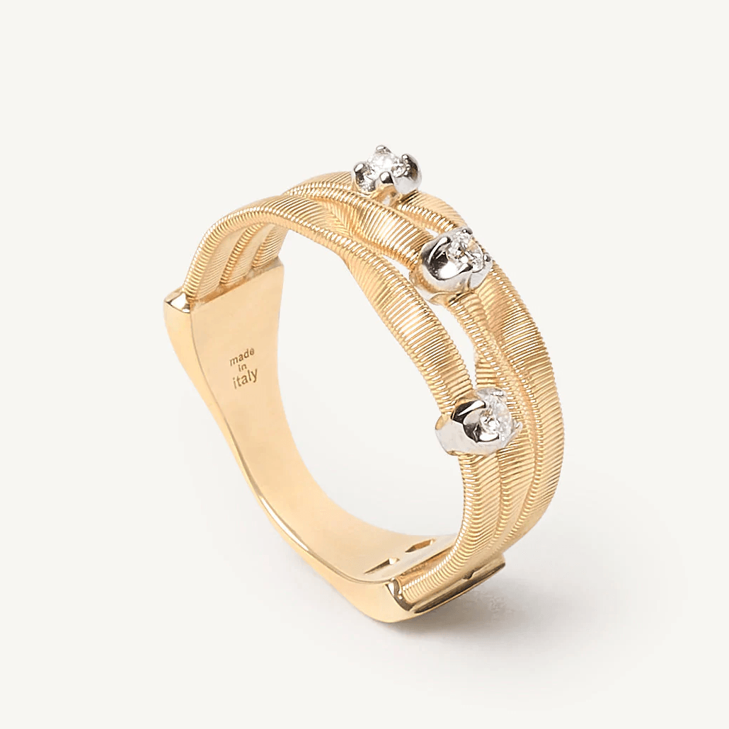 Marco Bicego Marrakech 18k Gold Diamond Ring 3 Strand - Orsini Jewellers