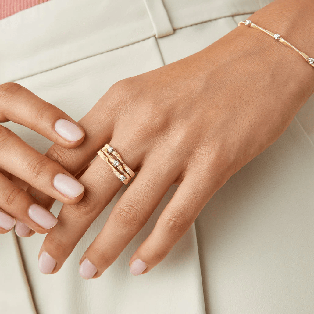 Marco Bicego Marrakech 18k Gold Diamond Ring 3 Strand - Orsini Jewellers