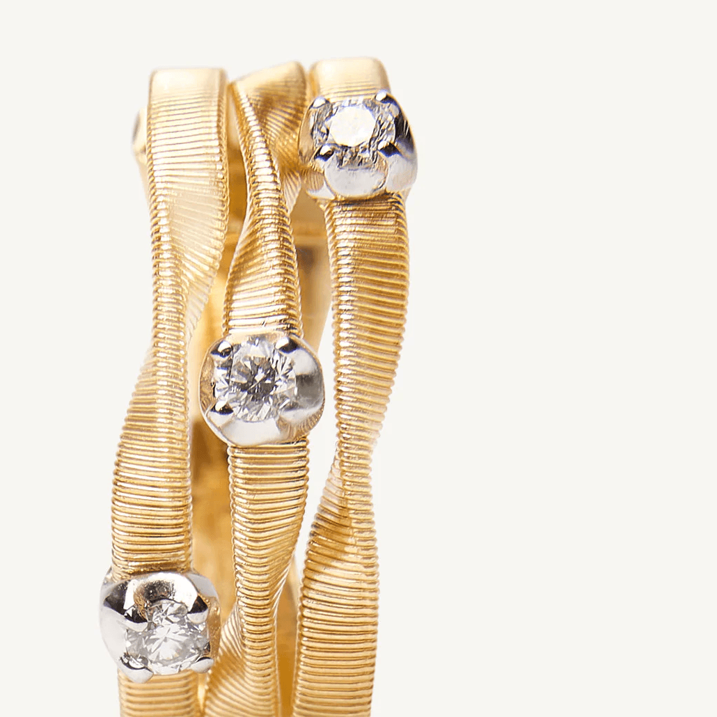 Marco Bicego Marrakech 18k Gold Diamond Ring 3 Strand - Orsini Jewellers
