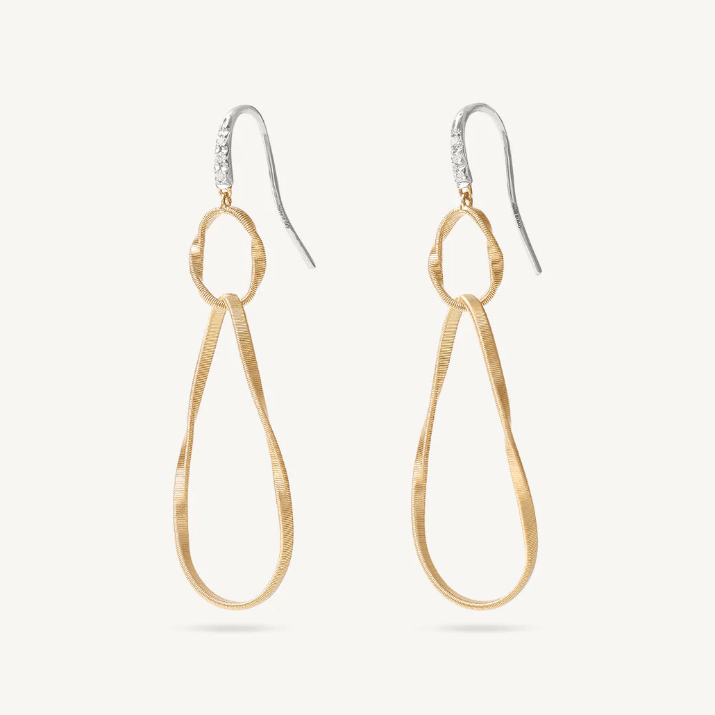 Marco Bicego Marrakech Onde Hook Drop Earrings Diamonds 18k Gold 2 Links - Orsini Jewellers