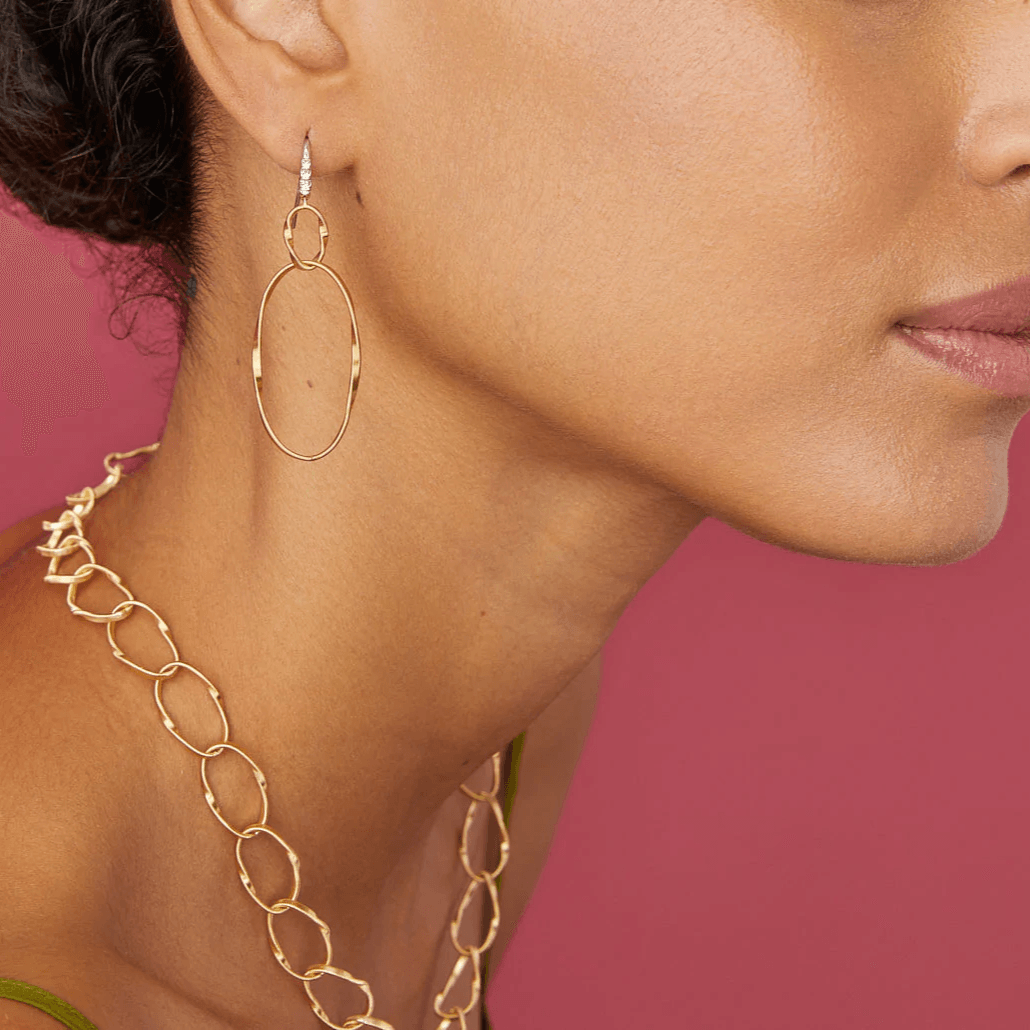 Marco Bicego Marrakech Onde Hook Drop Earrings Diamonds 18k Gold 2 Links - Orsini Jewellers