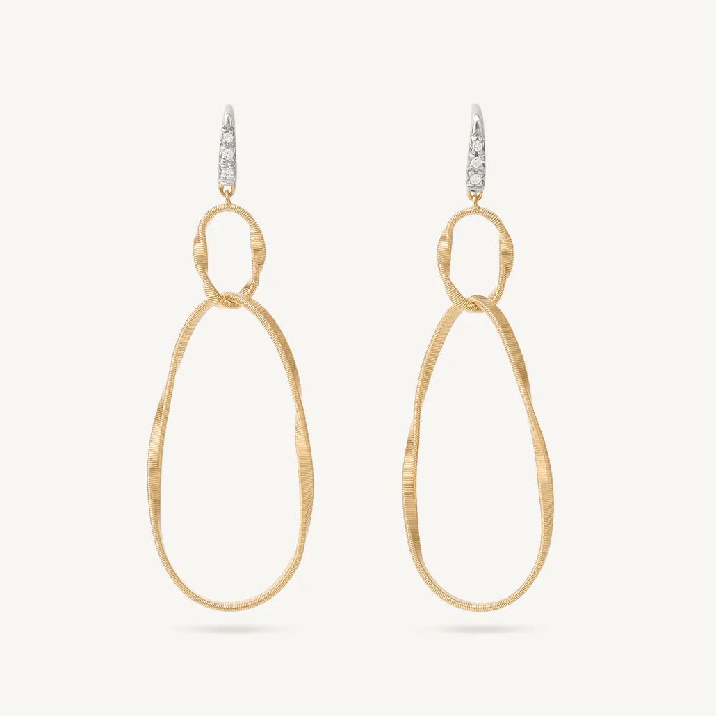 Marco Bicego Marrakech Onde Hook Drop Earrings Diamonds 18k Gold 2 Links - Orsini Jewellers