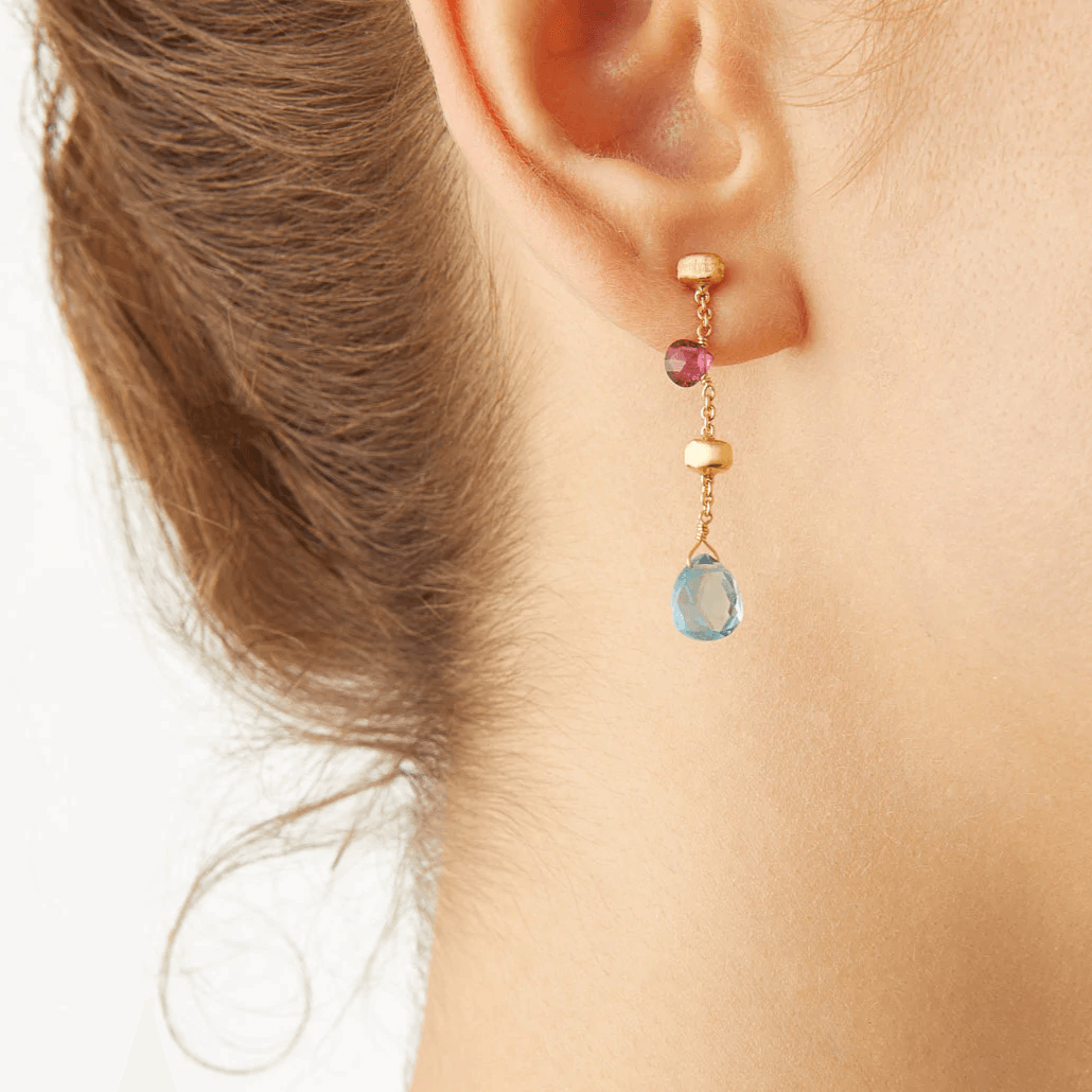 Marco Bicego Paradise 18k Gold Gemstone Earrings Mini - Orsini Jewellers