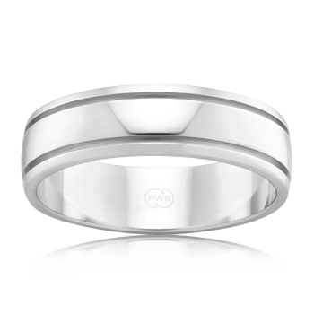 Men&#39;s Half Round Platinum Wedding Ring with Dual Grooves - Orsini Jewellers