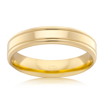 Men&#39;s Yellow Gold Wedding Ring with Dual Grooves - Orsini Jewellers
