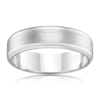 Custom Mens Wedding Ring in White Gold with Brushed Finish