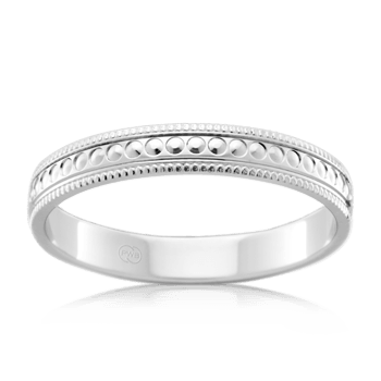 Milgrain Edge with Studded Center Wedding Ring in White Gold - Orsini Jewellers