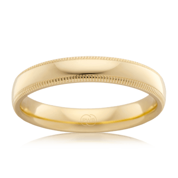 Milgrain Patterned Rounded Profile Wedding Ring in Yellow Gold - Orsini Jewellers