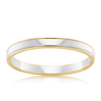 White Gold and Yellow Gold Thin Womens Wedding Ring - Orsini Jewellers